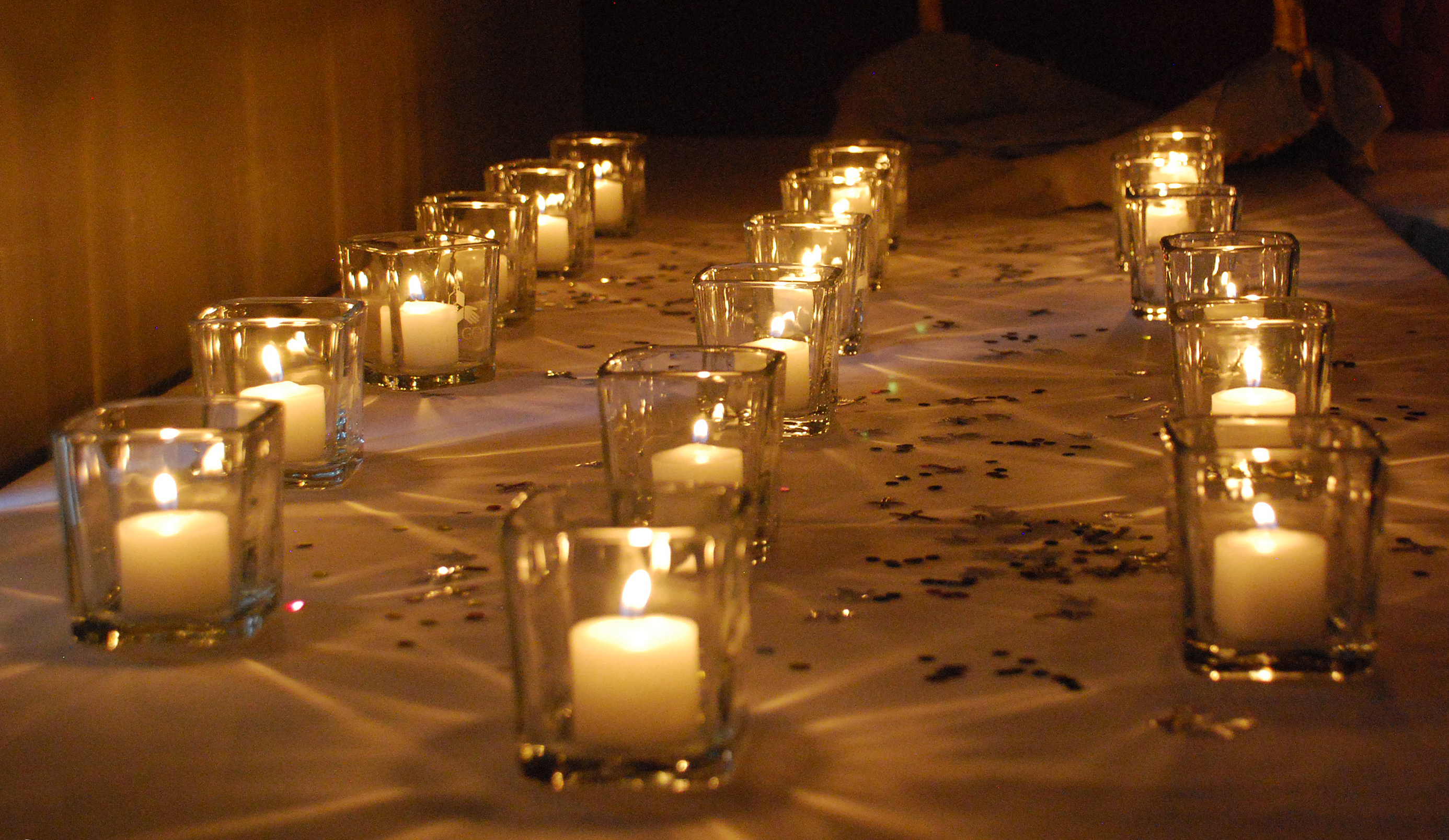 Candles lined up